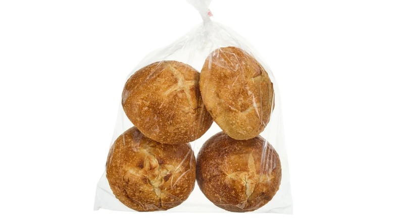 Costco's bread bowls in a clear bag
