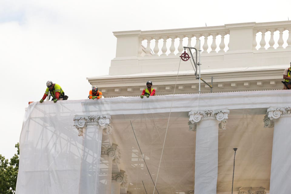 White House fortifying front door where tarps hang amid Trump’s