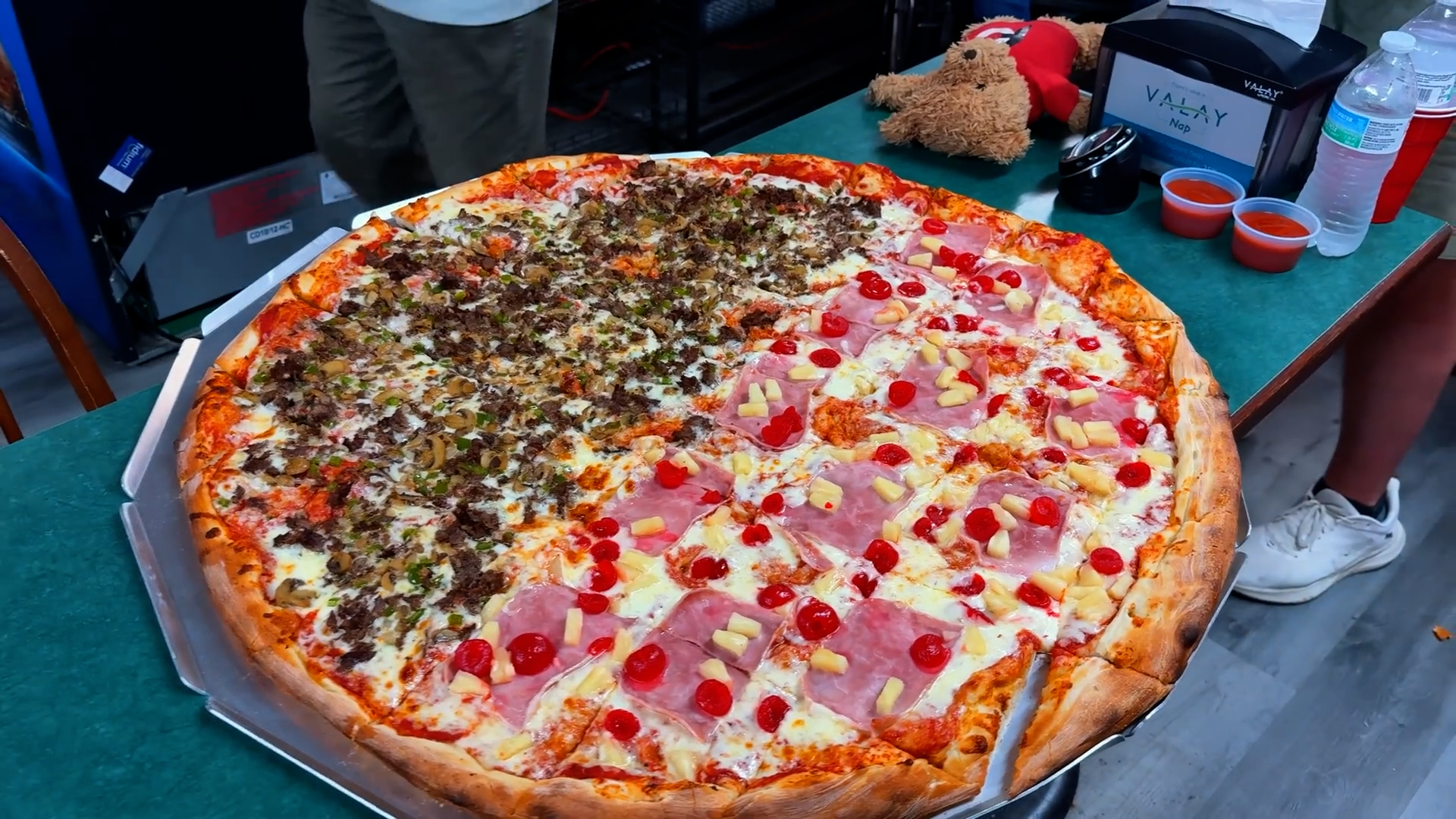 Katina attempts giant 30-inch team pizza challenge with Randy Santel