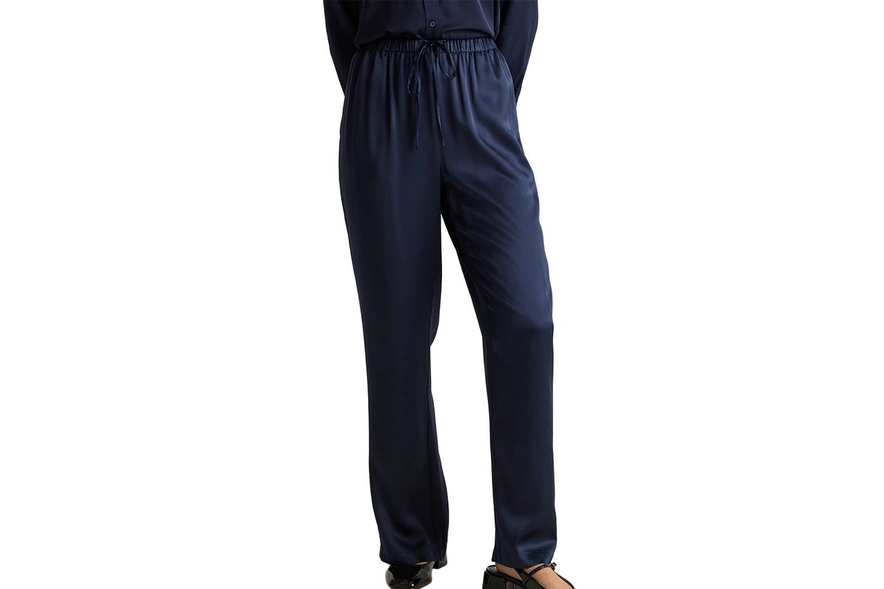 Quince 100% Washable Silk Drawstring Wide Leg Pants