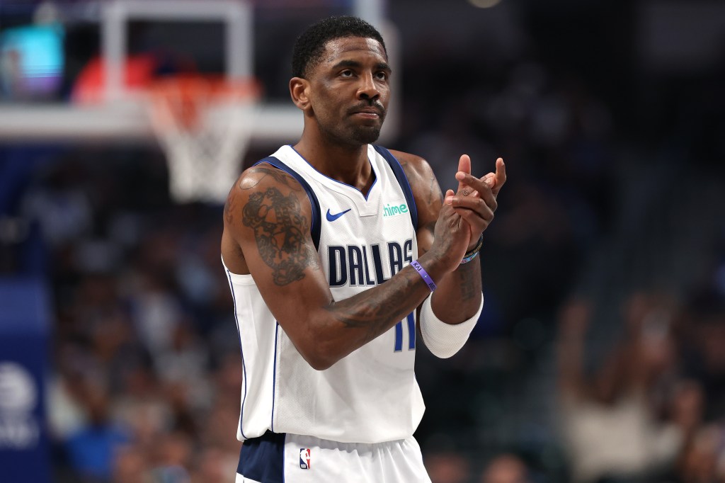 Dallas Mavericks star Kyrie Irving during NBA game against Charlotte Hornets