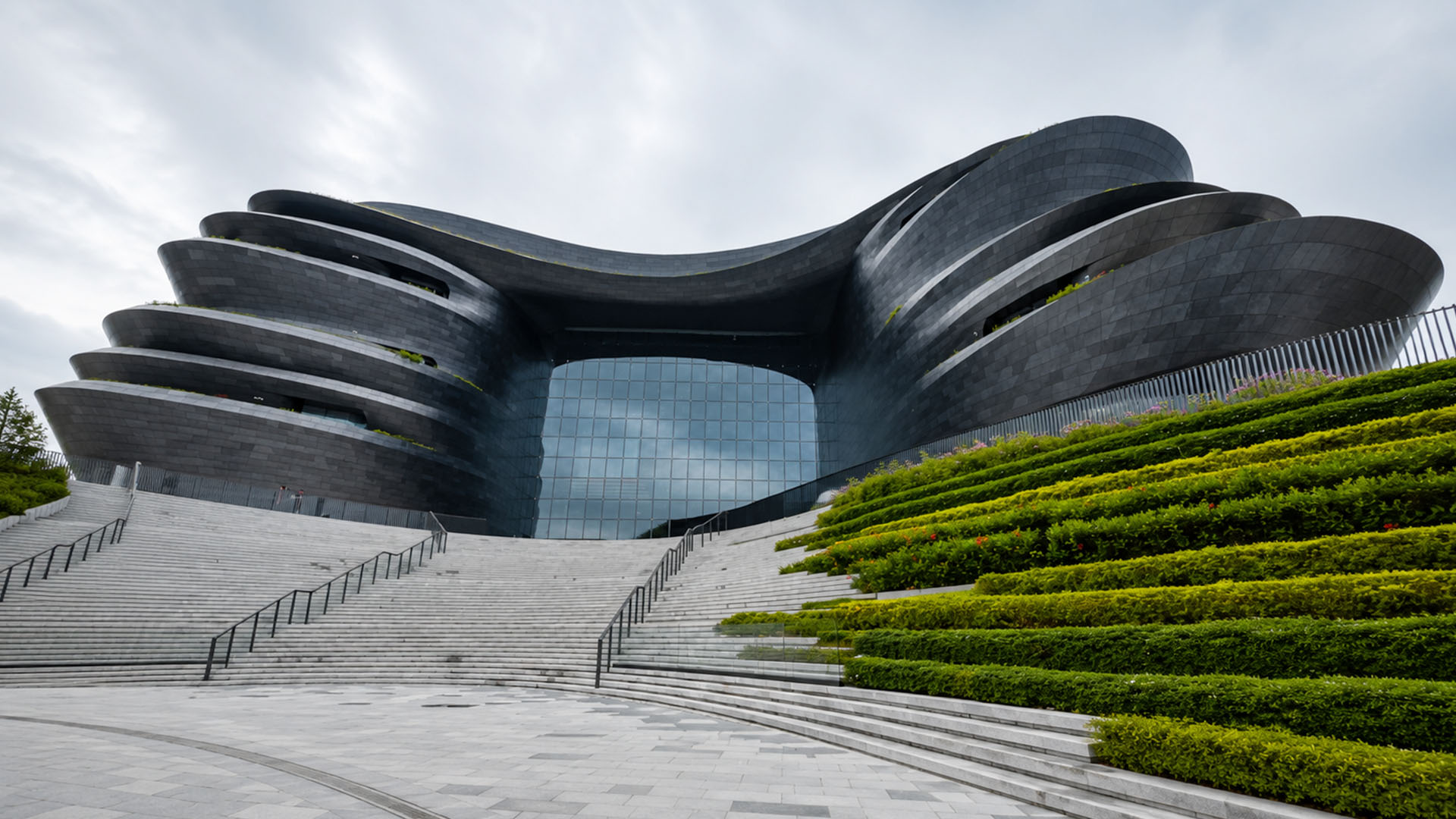 Curved architectural forms define this modern cultural building in China