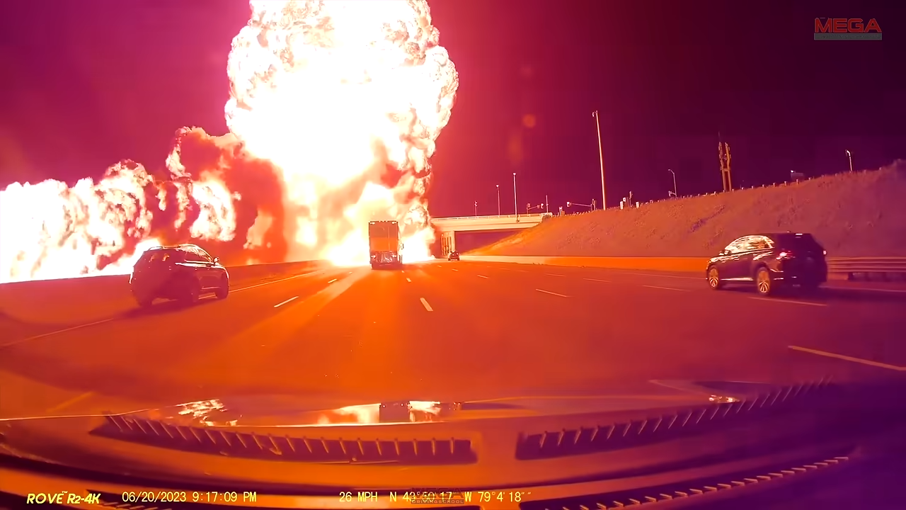 Truck driver suddenly lost control and the explosion immediately took ...