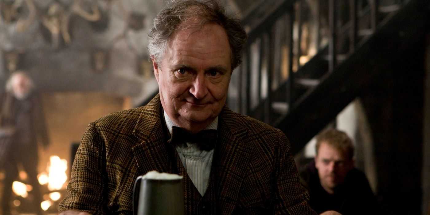 Professor Slughorn (Jim Broadbent) drinking butterbeer in Harry Potter and the Half-Blood Prince