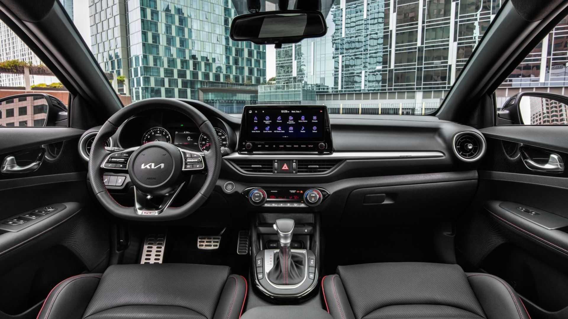Shot of the dashboard in a 2022 Kia Forte.