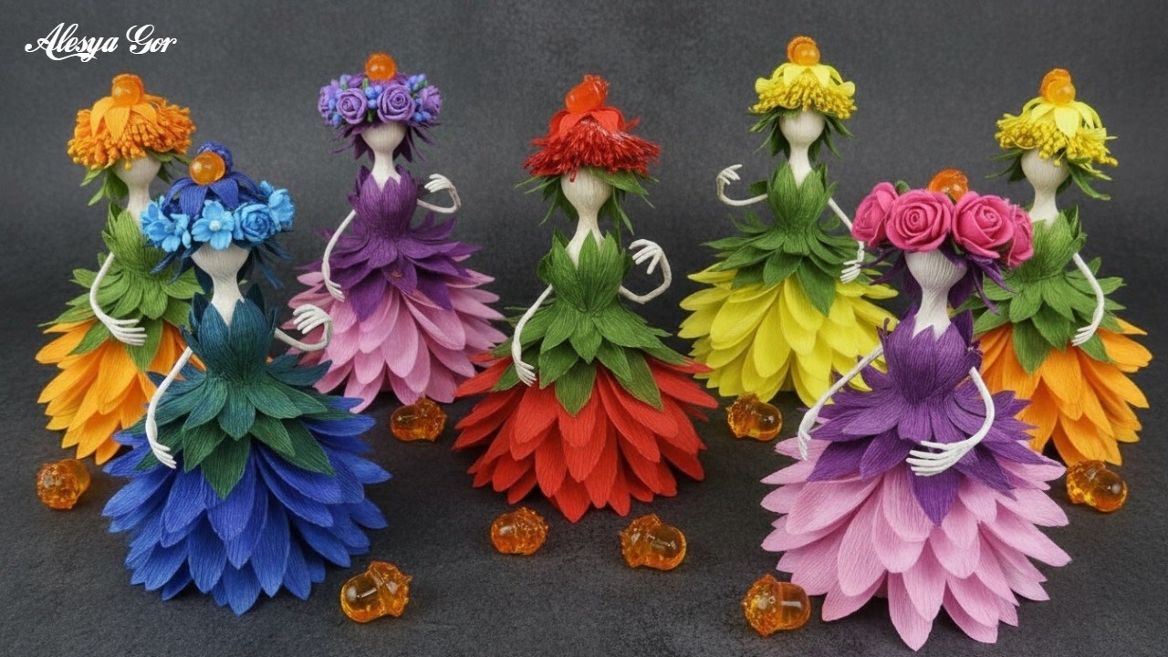 Creating a beautiful crepe paper doll step by step