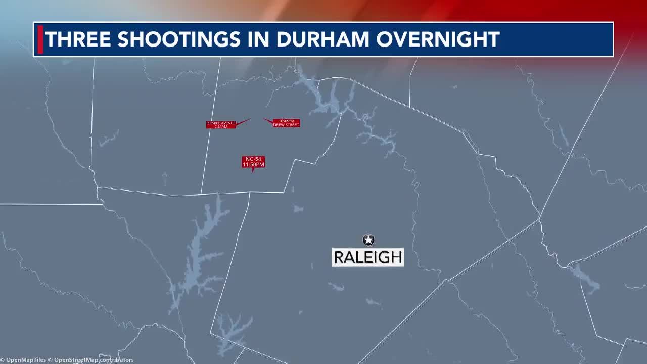 Two men, one woman hurt in three separate Durham shootings overnight