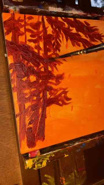 Creating a small sunset painting from start to finish