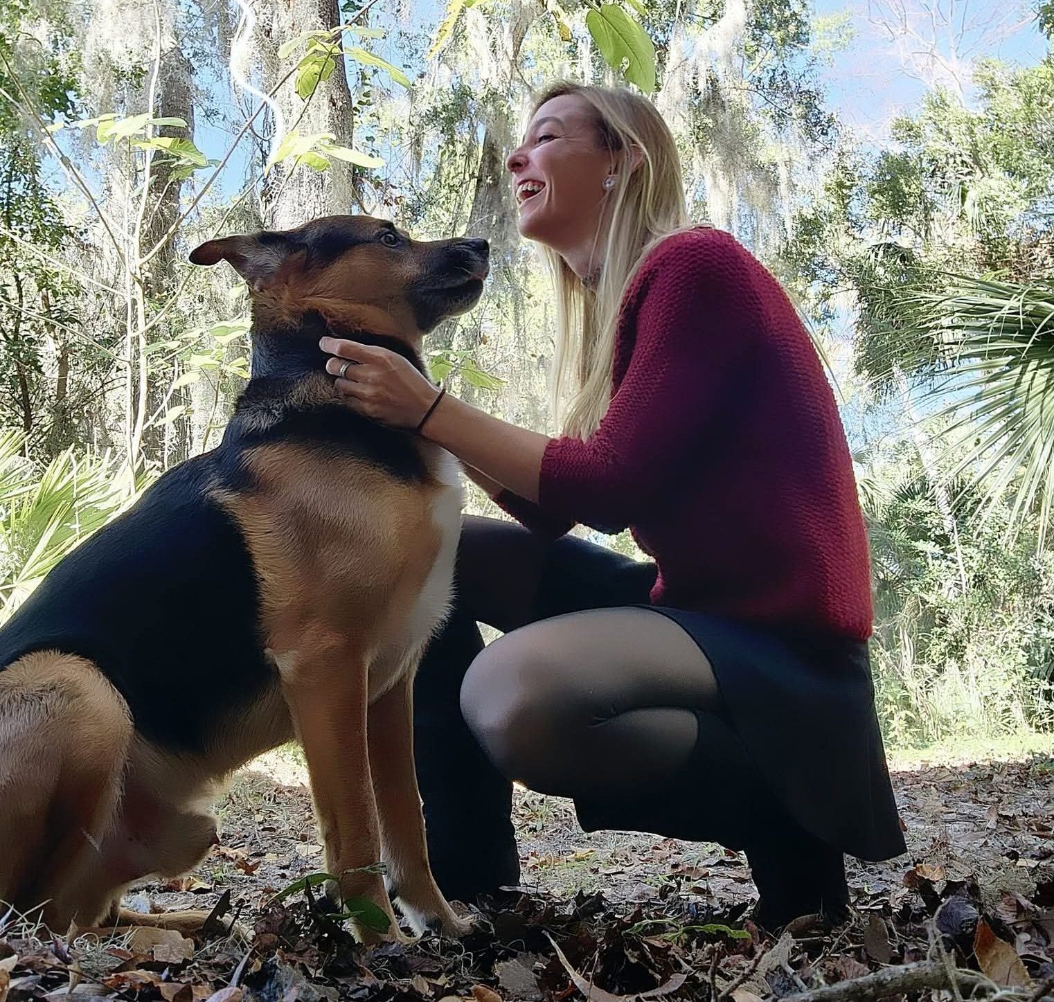 Clark, pictured with her dog