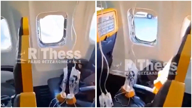 Passenger nearly pulled out of Ryanair plane after cabin window breaks ...