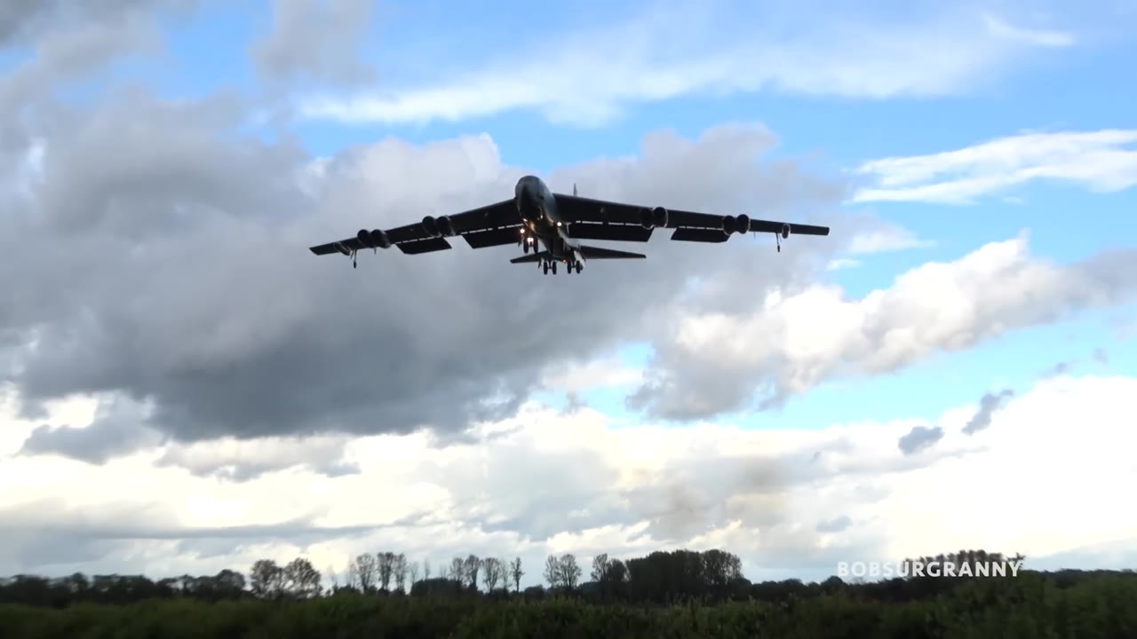 Watch the 1950s B-52 take off - then it vanishes in black smoke