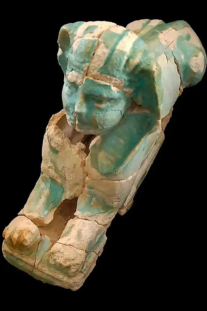 A recently discovered artefact is displayed in the Marina el-Alamein archaeological site, west of the Mediterranean city of Alexandria, Egypt. Ministery of Tourism and Antiquities/AP
