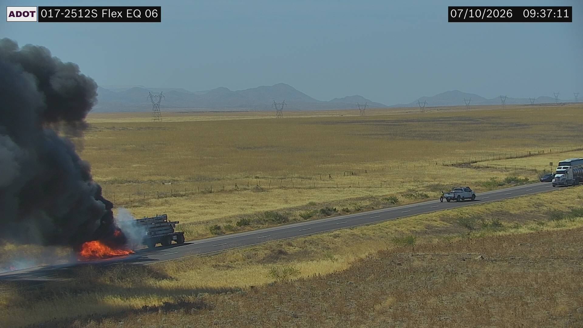 Driver burned after semi-truck catches fire on I-17 north of Phoenix