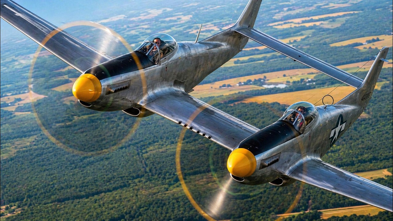Two fighters bolted together. North American F-82 Twin Mustang