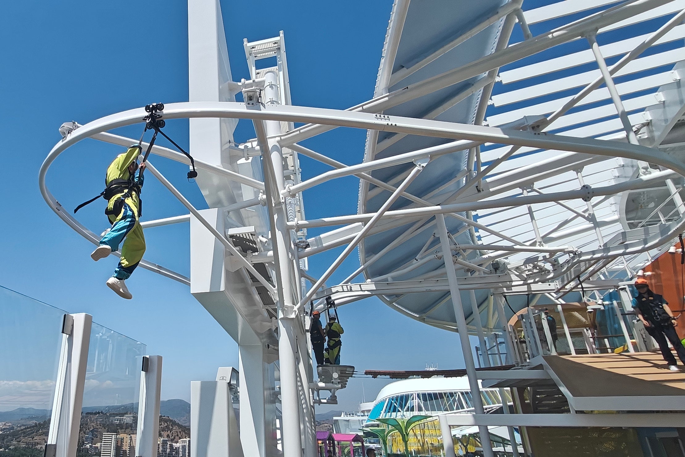 The Crown's Edge lets guests hang off the side of the ship and land back on deck (Marc Shoffman)