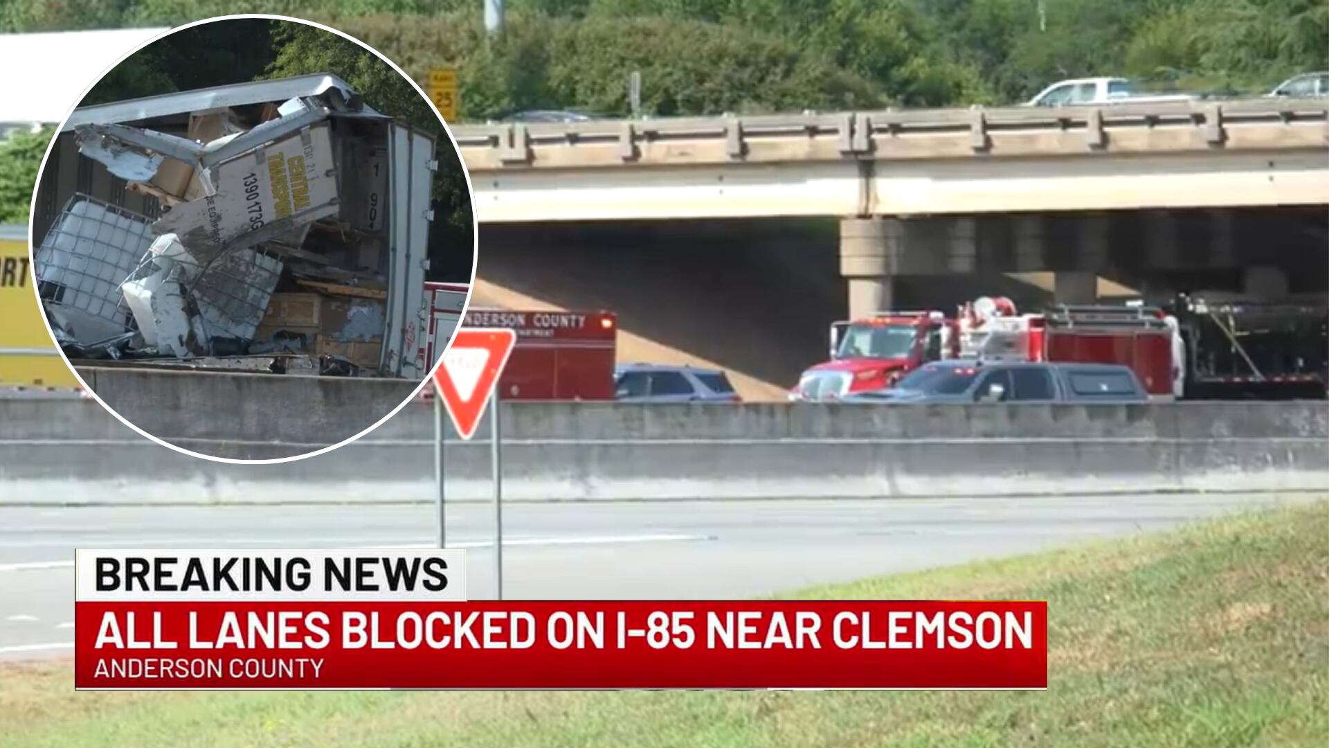 Hazmat on scene after tractor trailer crash shuts down I-85 near ...