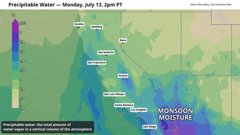 Monsoon moisture to bring weekend clouds to Central Valley before ...