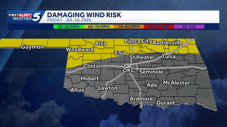Timeline: Oklahoma to see risk of storms with damaging winds Friday and ...