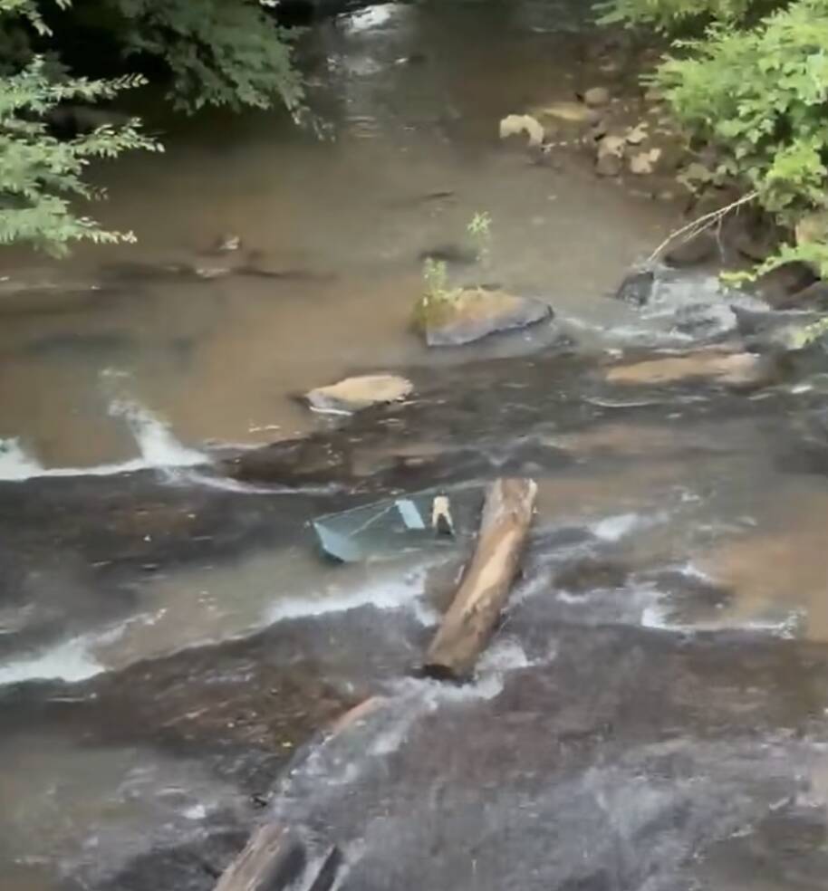 Hiker stops to inspect cage in river — and realizes there's someone inside