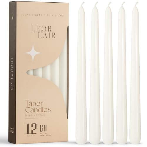 Leor & Lair White Taper Candles - 12 Pack 10