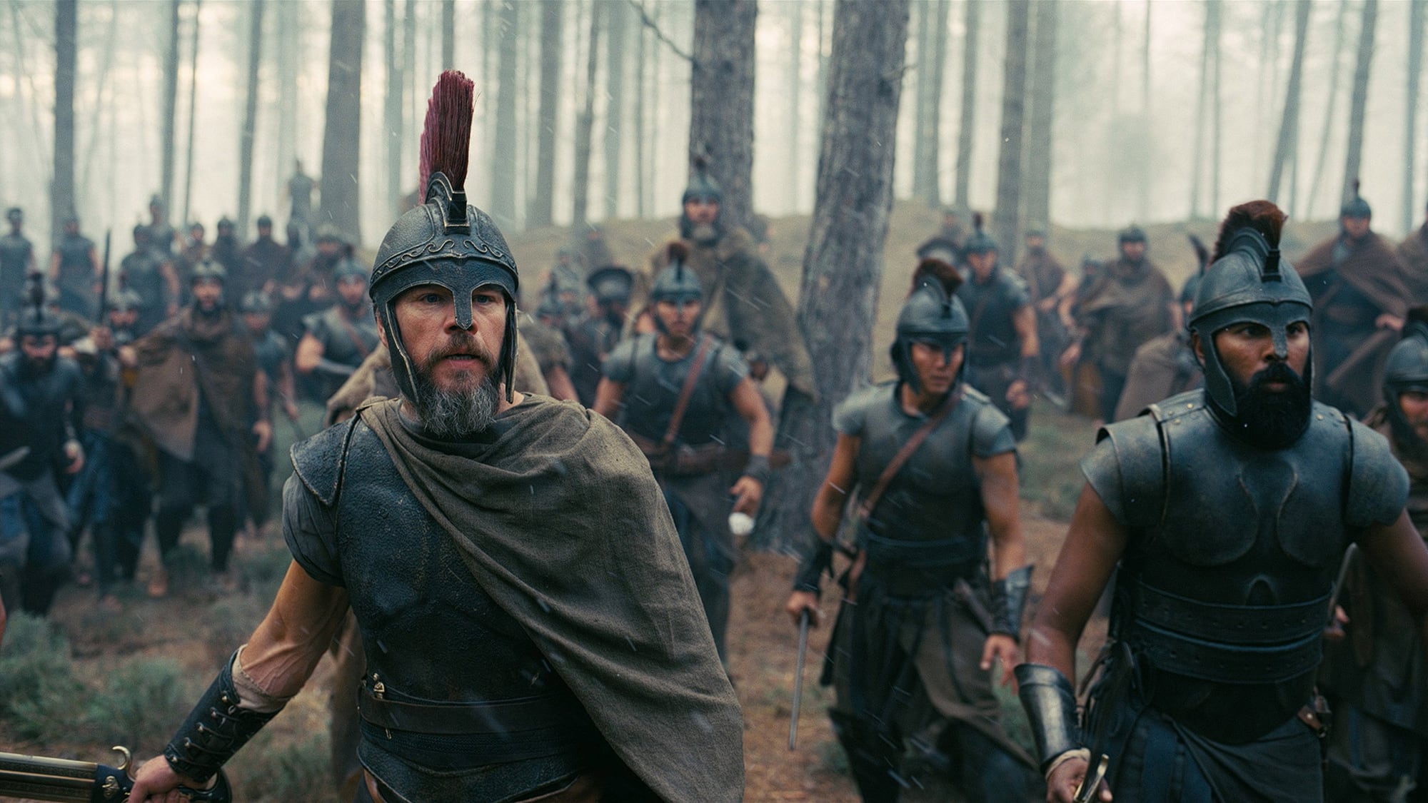 Matt Damon, Will Yun Lee, and Himesh Patel in