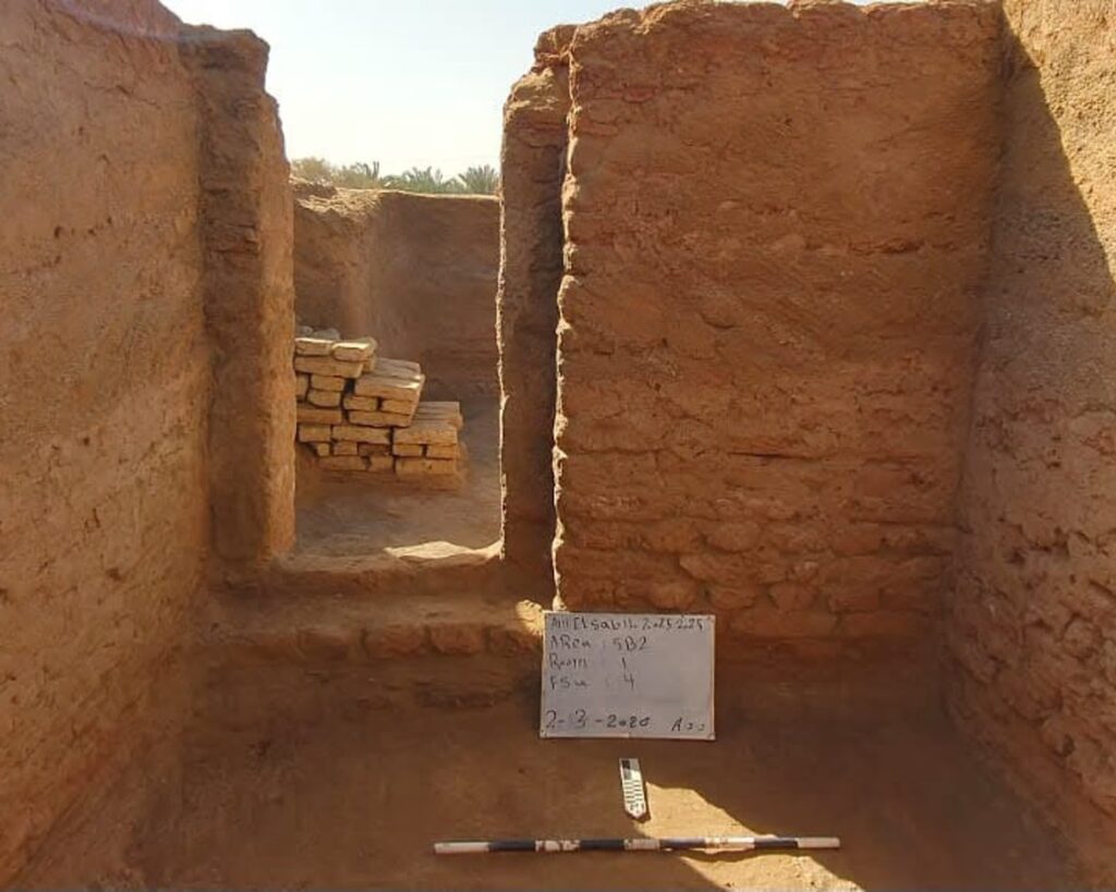 Doorways through the archaeological site in Dakhla. Photograph: Ministry of Tourism and Antiquities