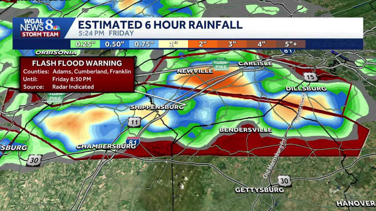 Flash flood warning expired for south-central Pennsylvania counties