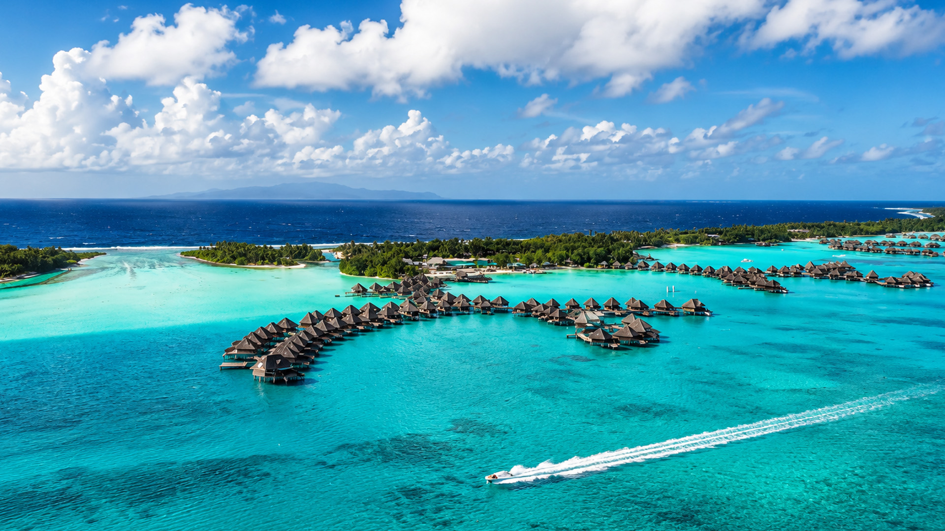 Homes built above a crystal-clear lagoon