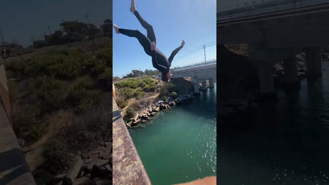 Bridge jumping fail (35ft flop)😭