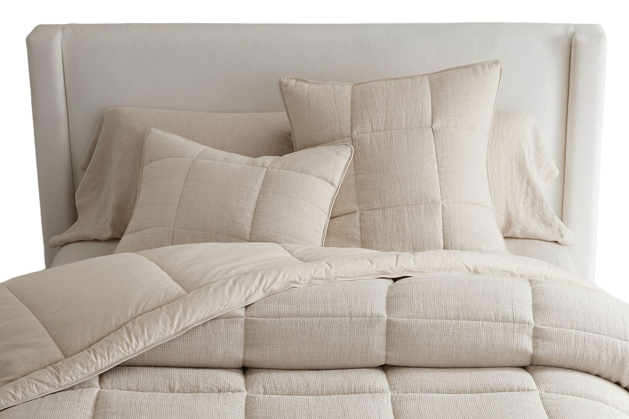 European Flax Linen Waffle Comforter