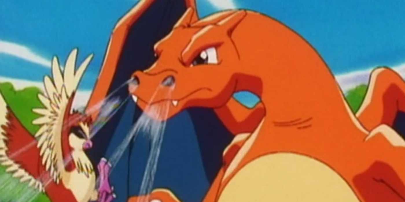 Ash's Charizard defeats Casey's Pidgey