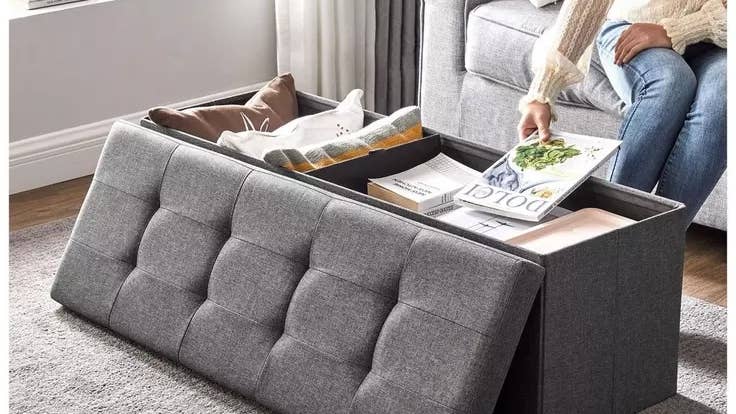 gray-folding-storage-bench