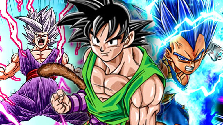 Goku trong Dragon Ball AF cùng Gohan Beast và SSJB Vegeta trong Dragon Ball Super