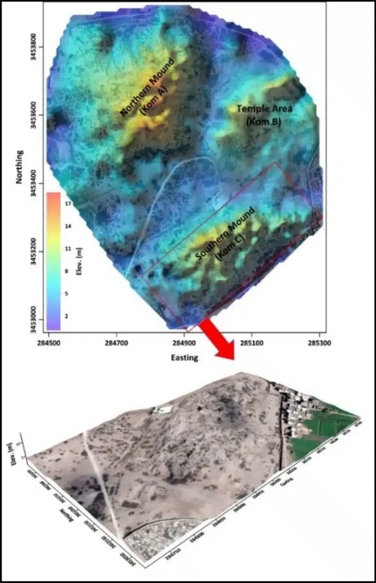 Elevation view of Buto’s archaeological landscape. Credit: Applied Geophysics