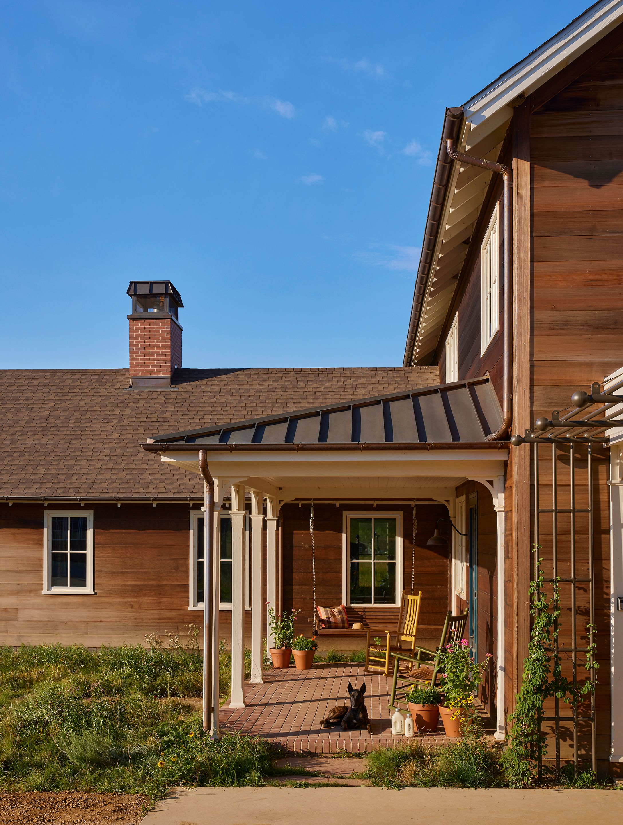 Rocking chairs are from Troutman Chair Company. The Porchgate Amish Heavy Duty swing is by the Porch Swing Company.
