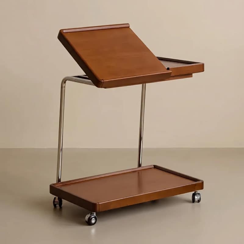 Solid Wood End Table with Wheels