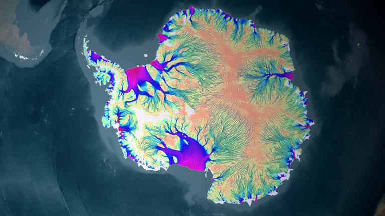 Un mapa del hielo de la Antártida (NASA)