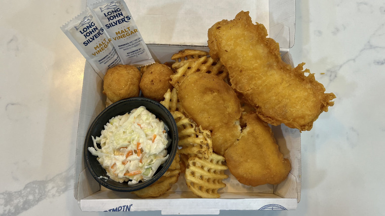 Long John Silver's 2 piece battered cod meal with sides
