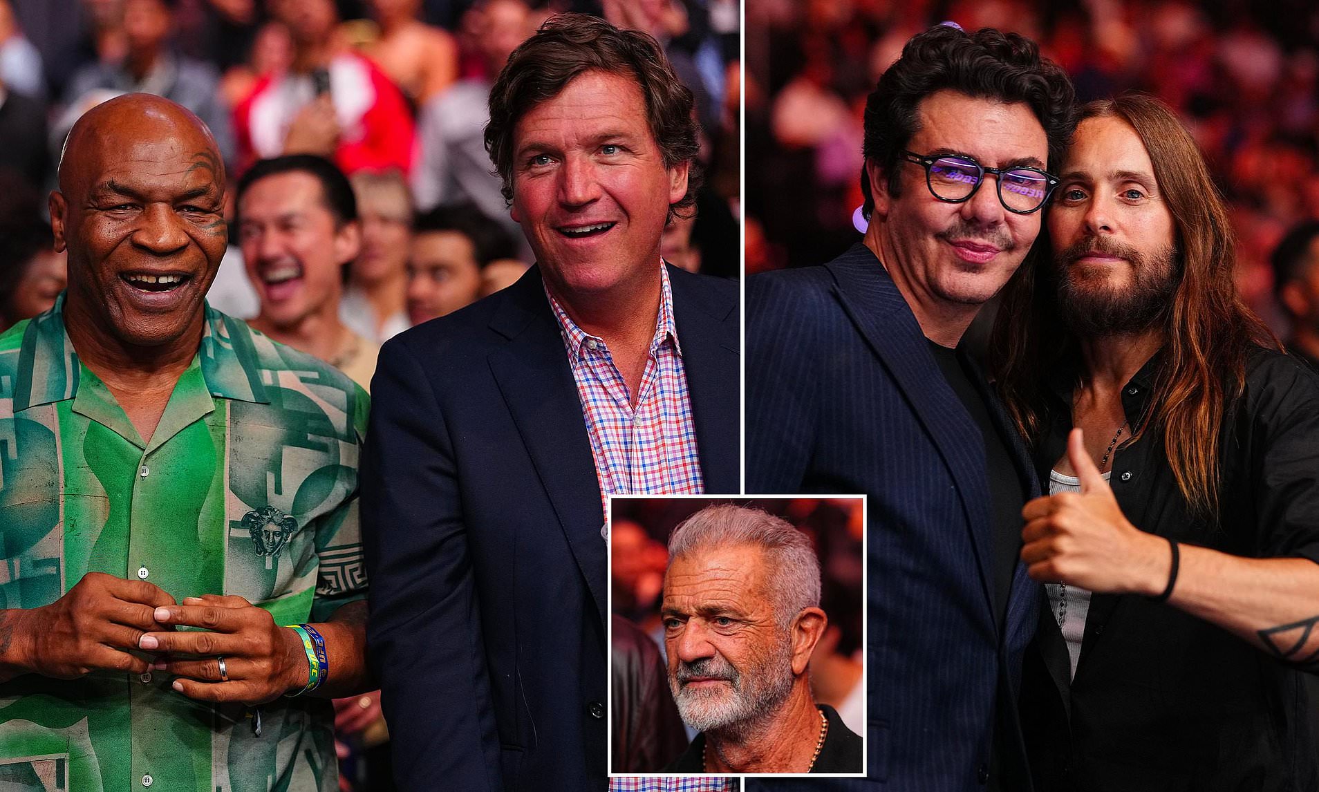 Tucker Carlson bizarrely seated next to Mike Tyson for Conor McGregor's star-studded UFC comeback