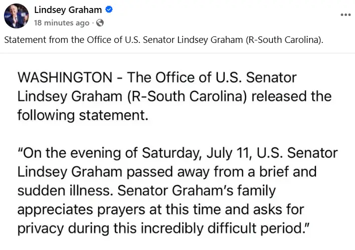 US Senator Lindsey Graham, key Trump ally, dies after 'sudden illness ...