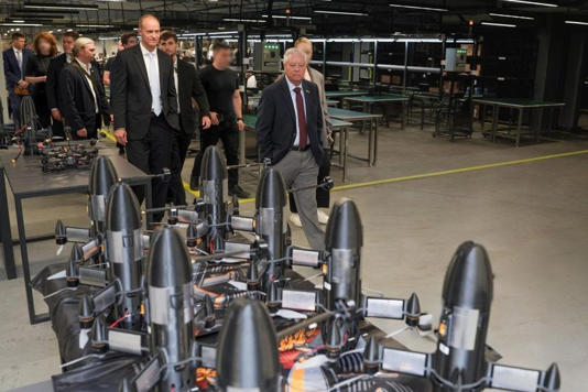 The senator visited SkyFall's drone production facility
