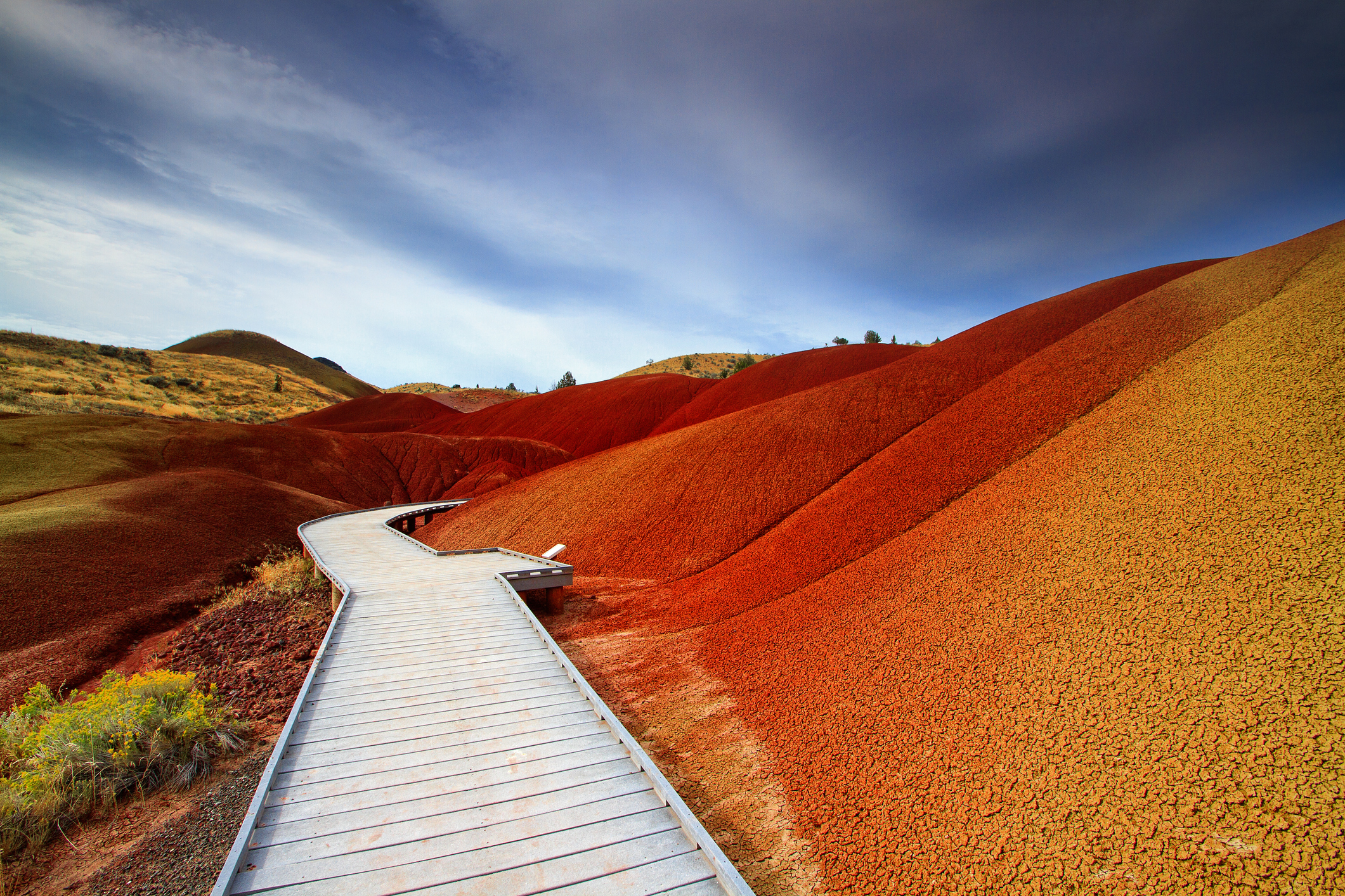 Boardwalk portion of the Painted Cove Trail at Painted Hills, Oregon