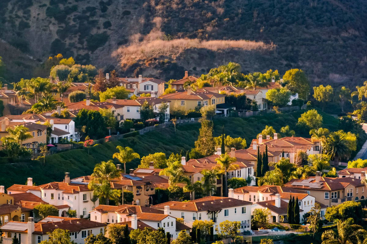 Red-tiled roofed homes in hills of San Clemente