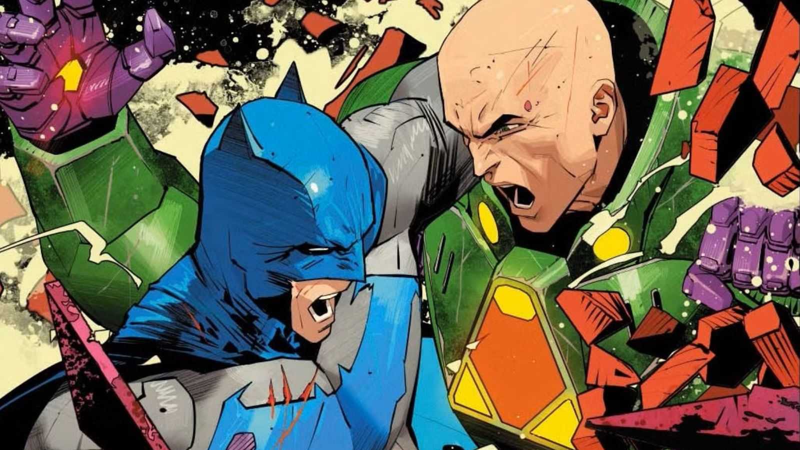 Batman battles Lex Luthor on the cover of Justice League Unlimited 23