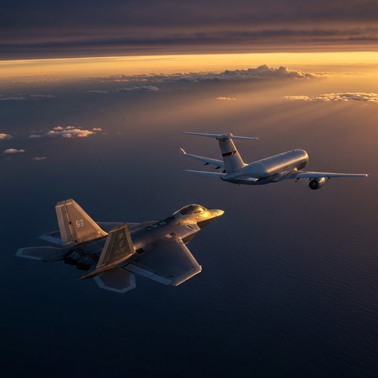 F-22 Raptor & KC-46 Pegasus: Guardian Escorts for Contested