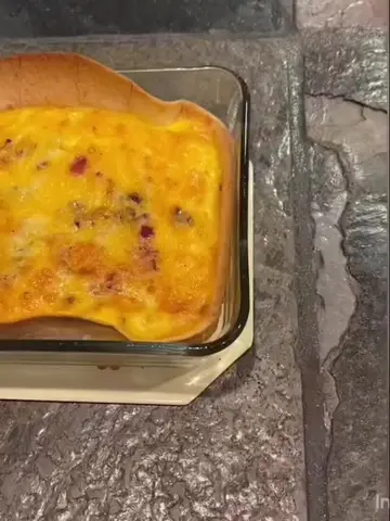 Easy tortilla breakfast bake with bacon and cheese