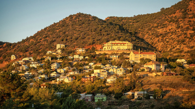 A golden hour view of Jerome, a mining ghost town and arts haven in Arizona