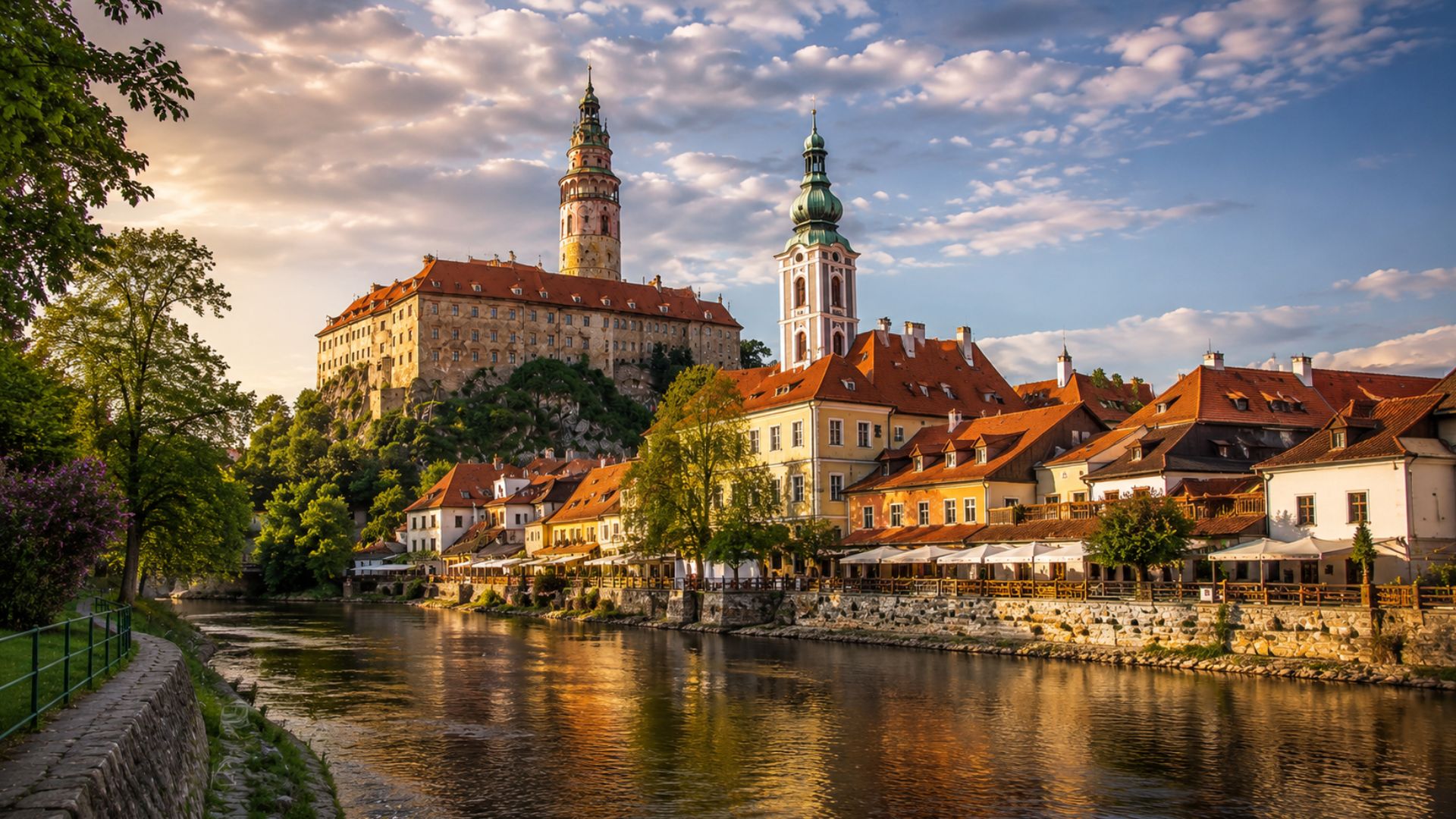 Český Krumlov Castle above the riverside town
