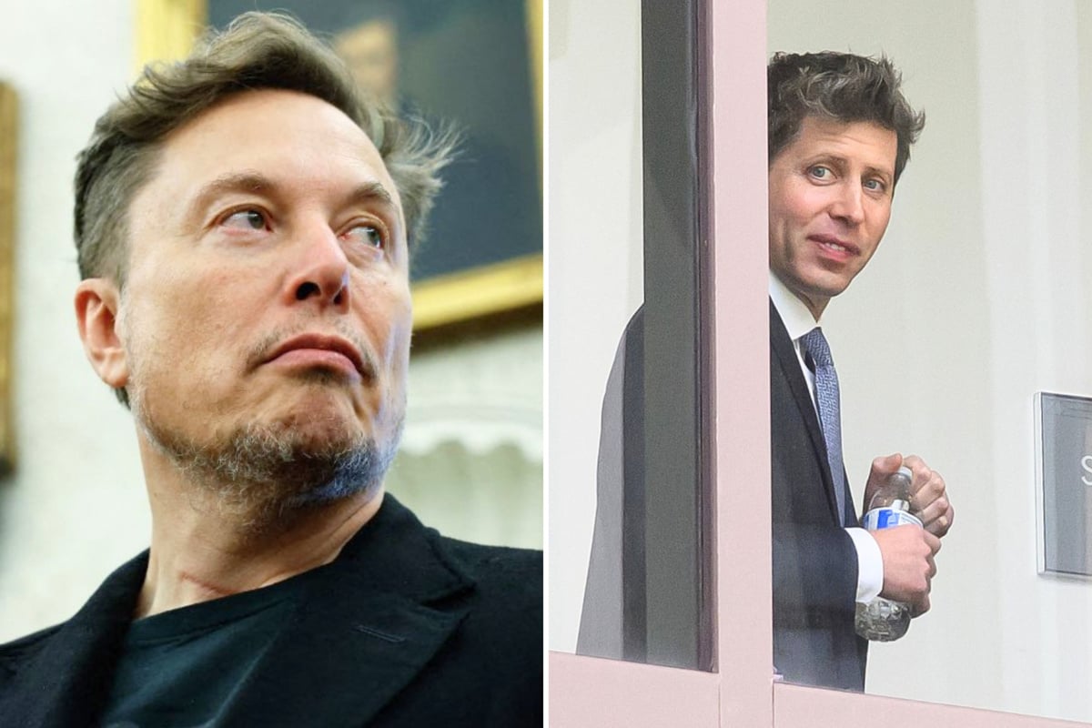 Over the weekend, Sam Altman (r) accused fellow tech leader Elon Musk (l) of being "obsessed" with him as the two clashed on social media. Collage: CHIP SOMODEVILLA / GETTY IMAGES NORTH AMERICA / GETTY IMAGES VIA AFP & JOSH EDELSON / AFP
