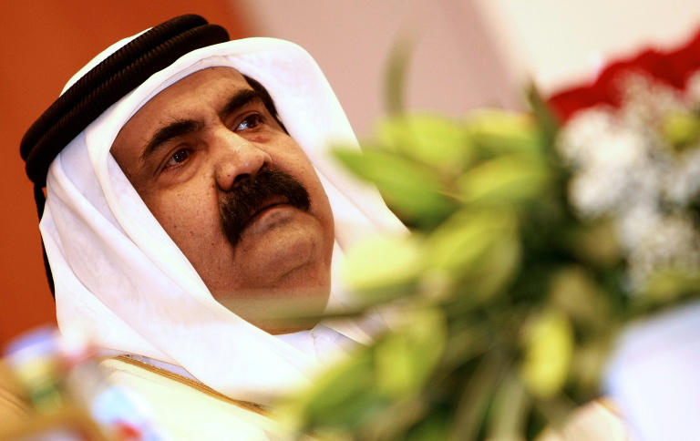 أمير قطر الشيخ حمد بن خليفة آل ثاني خلال اليوم الافتتاحي لمؤتمر ومعرض الدوحة للغاز الطبيعي في 9 آذار/مارس 2009